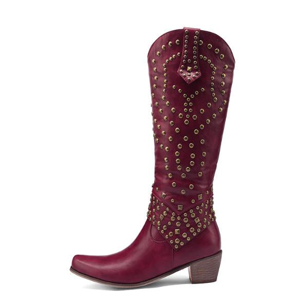 Abbott - Elegant boots with metal studs and solid heel